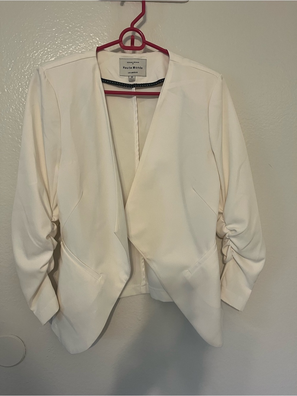 Haute Monde White Draped Open-Front Blazer